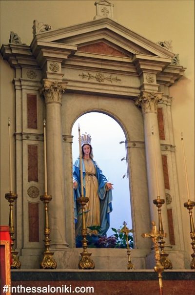 The Catholic Church of Immaculate Conception. Virgin Mary's figure at the altar of the temple is perhaps the most impressive element of the Catholic Church!