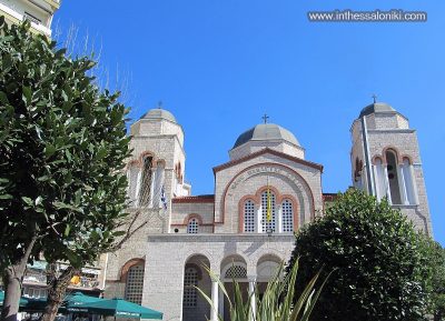 Church of Panagia Deksia Thessaloniki. Panagia Deksia is a typical sample of the latest Greek Orthodox temples that incorporate traditional Byzantine architecture along with several neo-classical influences.